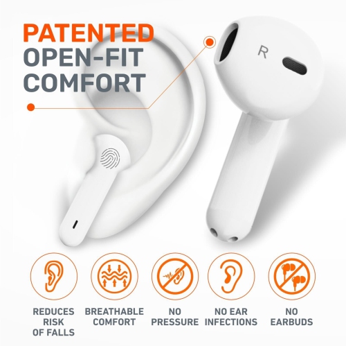 Appareils auditifs OTC TrueHear A50 de LOOKEE pour aînés – Conception brevetée sans embouts, présentoir de piles OLED