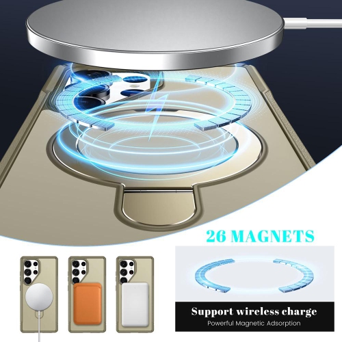 Étui magnétique pour téléphone XCRS Vivid avec béquille rotative invisible, étui MagSafe pour Samsung Galaxy S25 Ultra