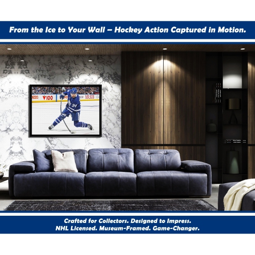 Auston Matthews Slapshot Framed Canvas - Toronto Maple Leafs