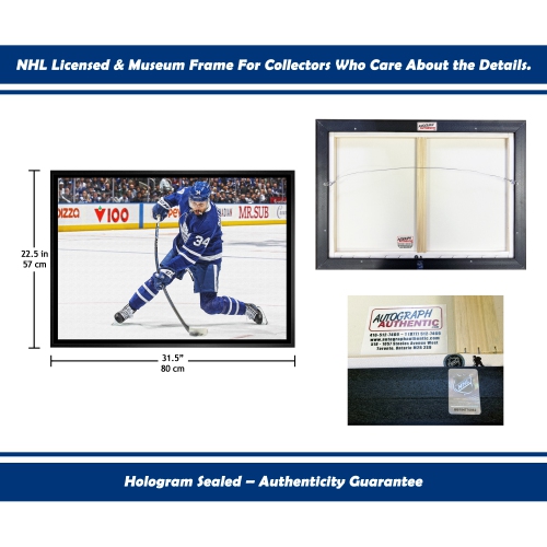 Auston Matthews Slapshot Framed Canvas - Toronto Maple Leafs
