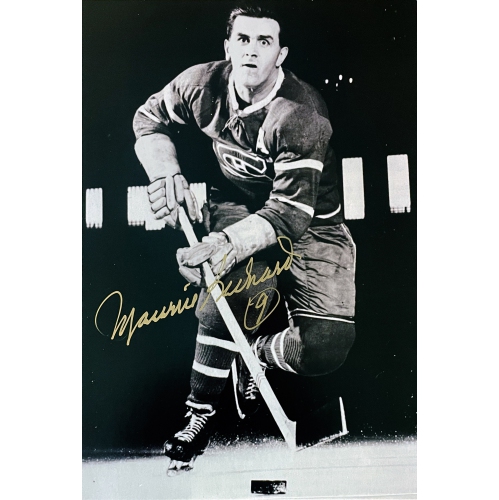 AUTOGRAPH AUTHENTIC  Autographed Maurice Richard 5X7 Signature Sepia Photo In Gold
