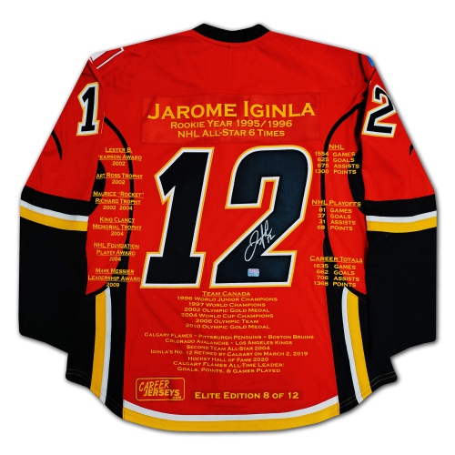 Jarome Iginla Signed Career Jersey Elite Edition of 12 Calgary Flames