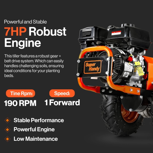 SuperHandy Tiller Cultivator – 7HP 209cc Engine