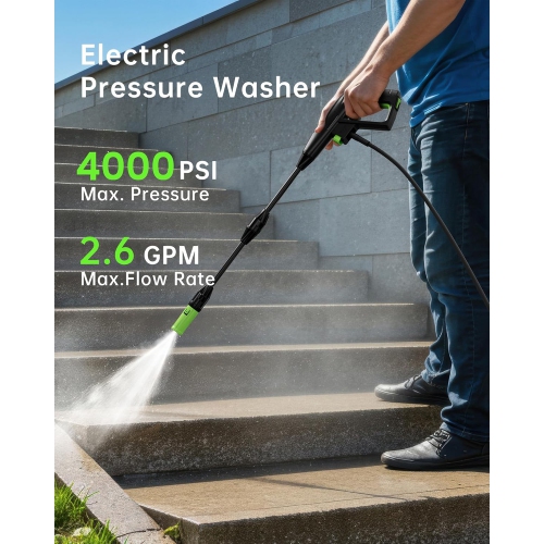Pressure Washer, 4000PSI 2.6 GPM Max Power Washer with Foam Cannon 23FT Hose PATOOLIO Electric High Pressure Washer for Fences, Patios, Decks, Patios