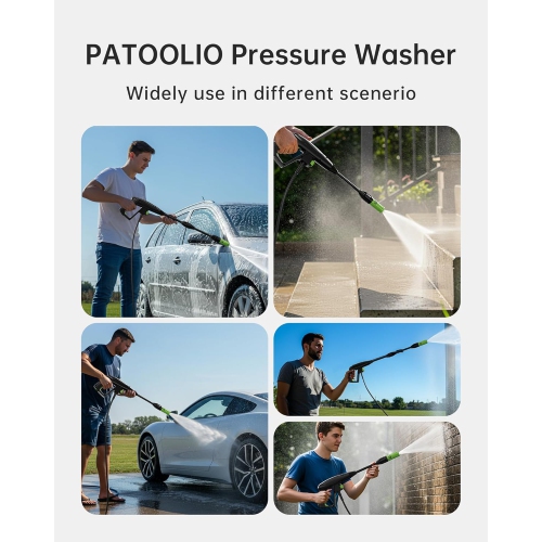 Pressure Washer, 4000PSI 2.6 GPM Max Power Washer with Foam Cannon 23FT Hose PATOOLIO Electric High Pressure Washer for Fences, Patios, Decks, Patios