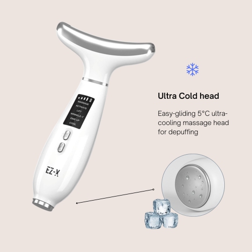 EZ-X LED Lift and Depuffing Wand- Anti Aging Red Light Therapy for Face, Neck and Under Eye- 4 Color LED- Cold Depuffing- Microcurrent- Hot and Cold