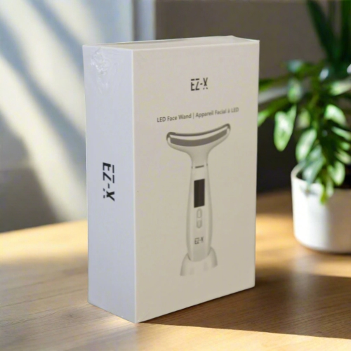 EZ-X LED Lift and Depuffing Wand- Anti Aging Red Light Therapy for Face, Neck and Under Eye- 4 Color LED- Cold Depuffing- Microcurrent- Hot and Cold