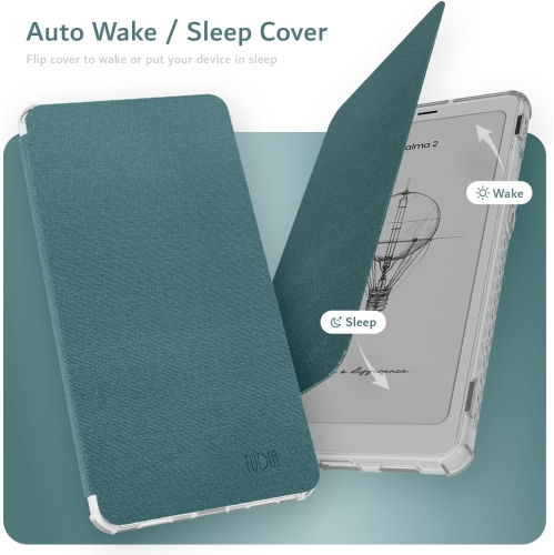 TUDIA SKN FLIP V2 Designed for Onyx Boox Palma 2 Case - Clear Turquoise
