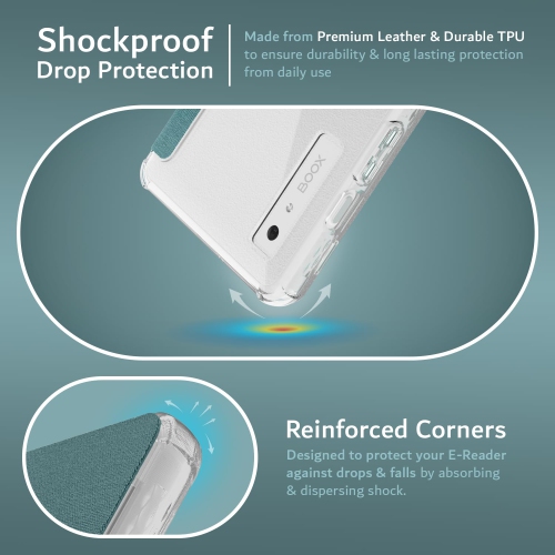 TUDIA SKN FLIP for Onyx Boox Palma 2 Case - Clear Turquoise