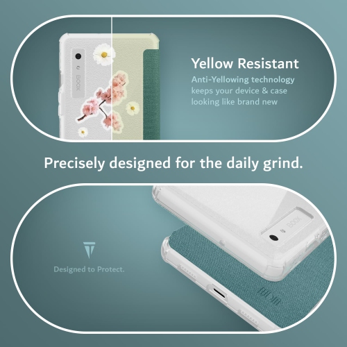 TUDIA SKN FLIP for Onyx Boox Palma 2 Case - Clear Turquoise