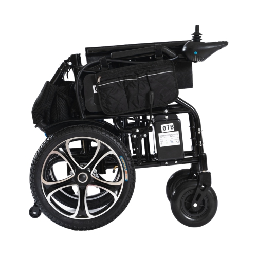 Refurbished - Electric Motorized Wheelchair, 280 lb Weight Capacity, Multi-Terrain Safe Aviation Travel, Lithium Battery - Black Frame Black Seat