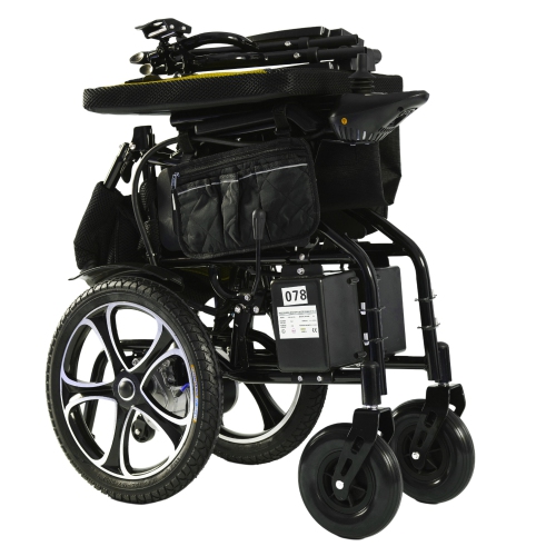 Refurbished - Electric Motorized Wheelchair, 280 lb Weight Capacity, Multi-Terrain Safe Aviation Travel, Lithium Battery - Black Frame Black Seat
