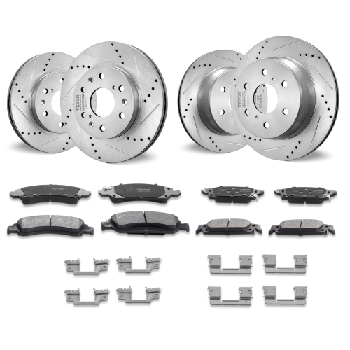 VEVOR  Front Rear Brake Kit for 2014-2018 Chevy Silverado Gmc Sierra 1500, 2015-2020 Suburban Tahoe Yukon Xl, Drilled & Slotted Brake Rotors Ceramic