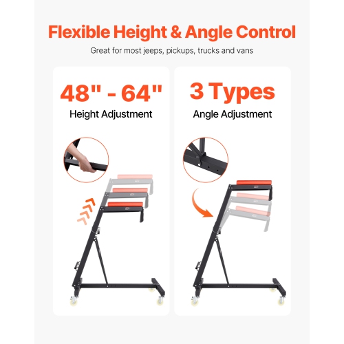 VEVOR Top Automotive Creeper, Engine Creeper with Adjustable Height 45.7" to 66.3", 400 LBS Capacity High Creeper, 4 Swivel Caster Wheels, Heavy Duty