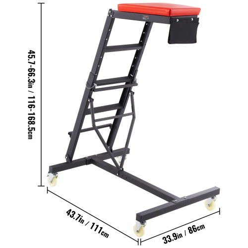 VEVOR Top Automotive Creeper, Engine Creeper with Adjustable Height 45.7" to 66.3", 400 LBS Capacity High Creeper, 4 Swivel Caster Wheels, Heavy Duty