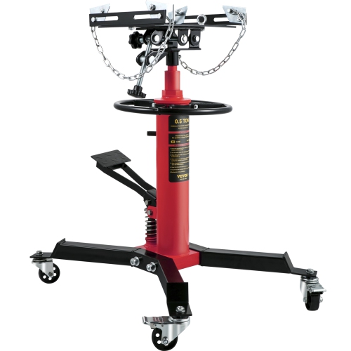 Image 1 de 9.. VEVOR 1/2Ton Capacity Transmission Jack, Hydraulic Telescopic Transmission Jack, 2-Stage Floor Jack Stand with Foot Pedal, 360° Swivel Wheel, Garage/