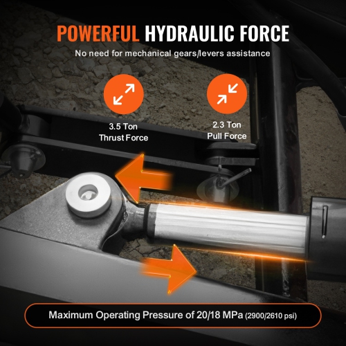 VEVOR Hydraulic Top Link Cat.1-1, Hydraulic Cylinder with 2 Hoses & G3/8" Check Valve