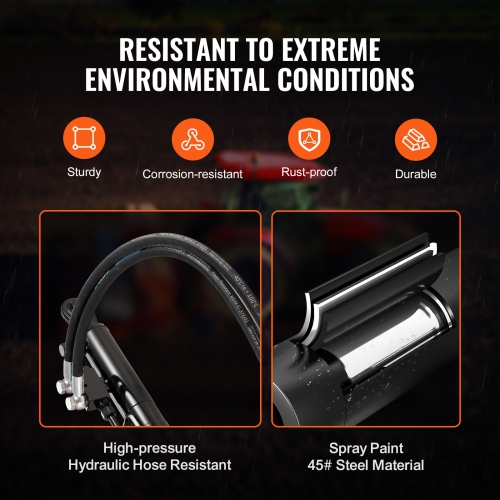 VEVOR Hydraulic Top Link Cat.1-1, Hydraulic Cylinder with 2 Hoses & G3/8" Check Valve