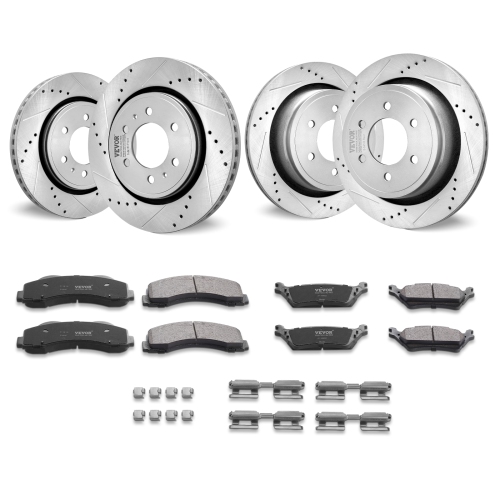 VEVOR  Front And Rear Brake Kit Compatible \w 2012-2020 Ford F-150(Mpb Only), Drilled And Slotted Brake Rotors Ceramic Brake Pads Replacement, 13.8"