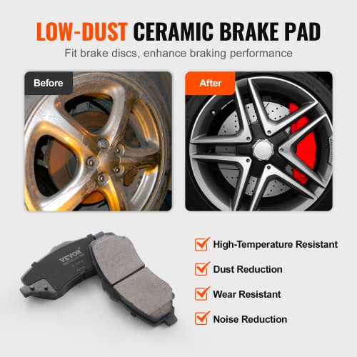 VEVOR Front and Rear Brake Kit Compatible with 2007-2017 Jeep Wrangler, Drilled and Slotted Brake Rotors Ceramic Brake Pads Replacement, 11.9" Front