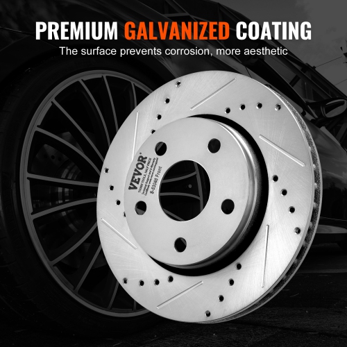 VEVOR Front and Rear Brake Kit Compatible with 2007-2017 Jeep Wrangler, Drilled and Slotted Brake Rotors Ceramic Brake Pads Replacement, 11.9" Front