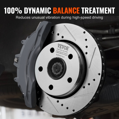 VEVOR Front and Rear Brake Kit Compatible with 2007-2017 Jeep Wrangler, Drilled and Slotted Brake Rotors Ceramic Brake Pads Replacement, 11.9" Front