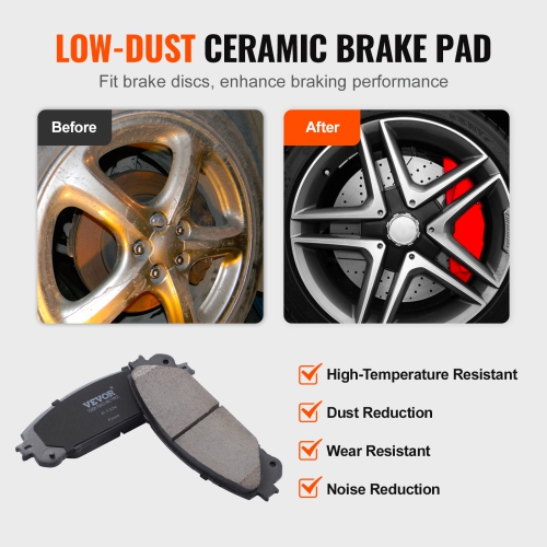 VEVOR Front and Rear Brake Kit Compatible with Toyota Sienna, RX450h, Drilled and Slotted Brake Rotors Ceramic Brake Pads Replacement, 12.9" Front