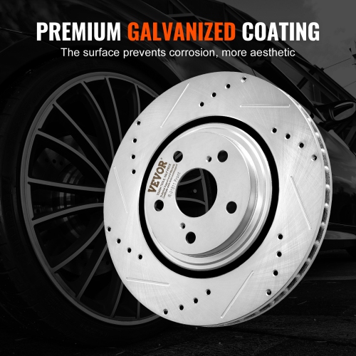 VEVOR Front and Rear Brake Kit Compatible with Toyota Sienna, RX450h, Drilled and Slotted Brake Rotors Ceramic Brake Pads Replacement, 12.9" Front