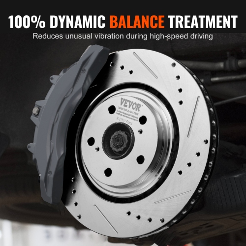 VEVOR Front and Rear Brake Kit Compatible with Toyota Sienna, RX450h, Drilled and Slotted Brake Rotors Ceramic Brake Pads Replacement, 12.9" Front