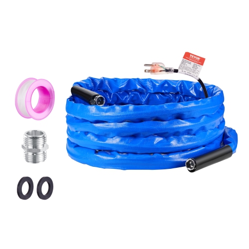 VEVOR 30ft Heated Water Hose for RV,Heated Drinking Water Hose with Corrugated Cover Antifreeze to -45°F,Automatic Self-regulating,5/8" I.D. with