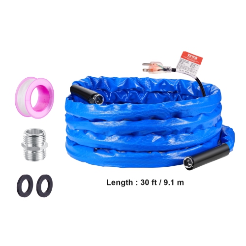 VEVOR 30ft Heated Water Hose for RV,Heated Drinking Water Hose with Corrugated Cover Antifreeze to -45°F,Automatic Self-regulating,5/8" I.D. with