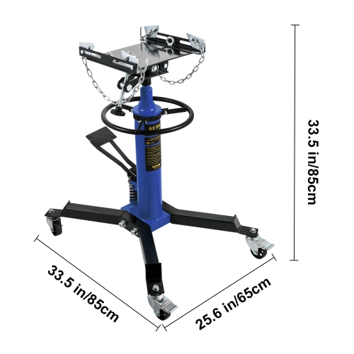 VEVOR 1/2Ton Capacity Transmission Jack,Hydraulic Telescopic Transmission Jack, 2-Stage Floor Jack Stand with Foot Pedal, 360° Swivel Wheel, Garage/