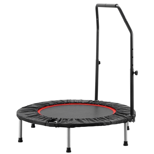 Ainfox 40inch Foldable Mini Trampoline Red Fitness Rebounder with Adjustable Foam Handle