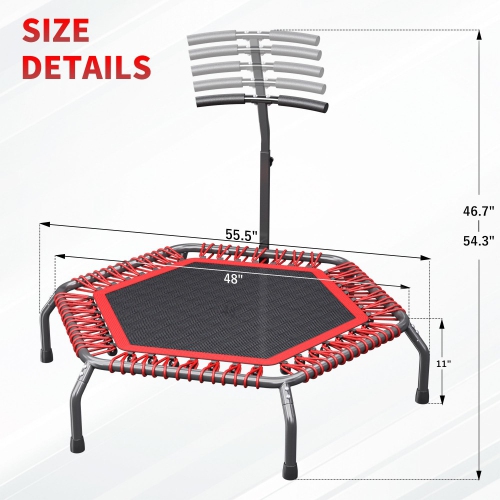 Ainfox 48in Foldable Trampoline Hexagonal Red with Adjustable Foam Handle