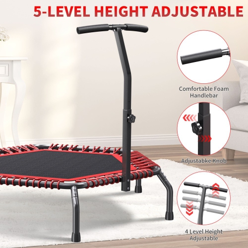 Ainfox 48in Foldable Trampoline Hexagonal Red with Adjustable Foam Handle