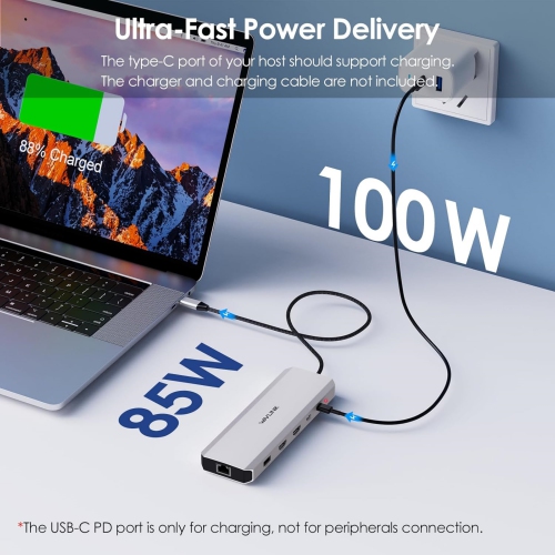 Laptop Docking Station, WAVLINK 10G USB C Hub with Dual HDMI, 100W PD in, 10Gbps USB-A/C 3.2, 5Gbps USB-A, USB2.0, Gigabit Ethernet for