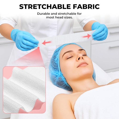 50PCS Disposable Headbands for Spa,Elastic Headband Wrap with Adjustable Magic Tape,Spa Facial Bandeau for Women,Stretch Makeup Hairband for Beauty