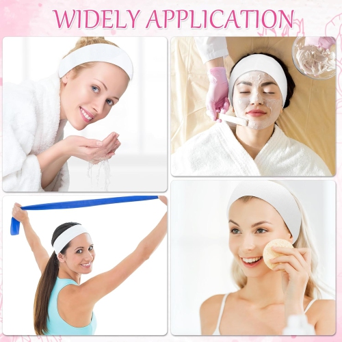 50PCS Disposable Headbands for Spa,Elastic Headband Wrap with Adjustable Magic Tape,Spa Facial Bandeau for Women,Stretch Makeup Hairband for Beauty