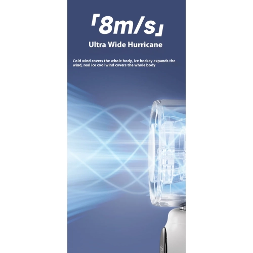 New turbo high-speed handheld small fan, outdoor portable USB charging 199-speed digital display cooling fan - off-white