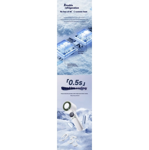New turbo high-speed handheld small fan, outdoor portable USB charging 199-speed digital display cooling fan - off-white
