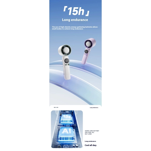 New turbo high-speed handheld small fan, outdoor portable USB charging 199-speed digital display cooling fan - off-white