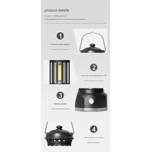 Outdoor portable camping light, camping light, atmosphere tent light, retro horse lantern COB lighting portable camping light -L900BR Beige