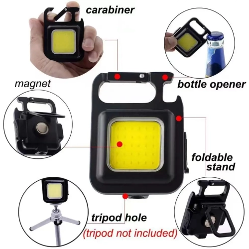 Keychain Light, Multifunctional Portable Strong Light for Camping, COB Work Inspection Rechargeable Light Suitable for Camping, Emergency - 500 mAh