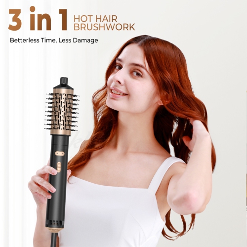 Brosse sèche-cheveux 3 en 1 Air Styler, brosse rotative pour sèche-cheveux avec 3 ensemble de brosse-séchoir coiffante Hot Hair Styler