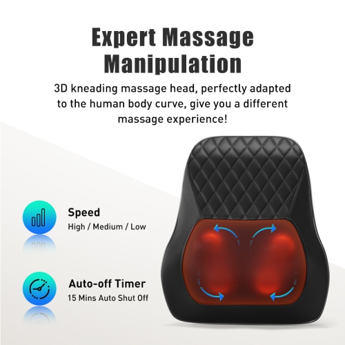 Appareil de massage shiatsu pour le cou et le dos avec chaleur, massage électrique des tissus profonds à pétrissage du cou et des épaules
