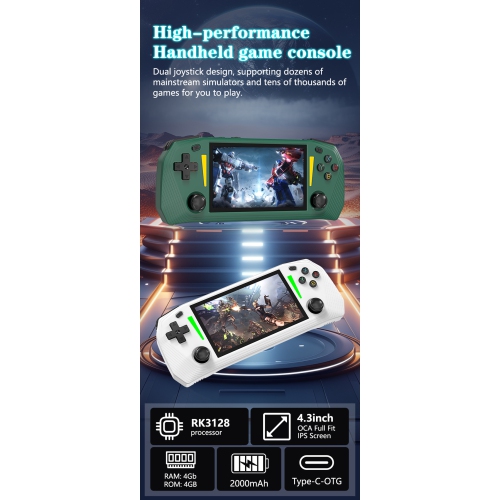 New G33 handheld game console, two-player game, childhood retro classic, portable open source handheld, 4.3 inches [white] G33 horizontal screen,