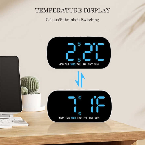 Hot selling electronic clock simple multifunctional alarm clock LED digital clock with date two sets of alarm clocks with temperature and date, week,