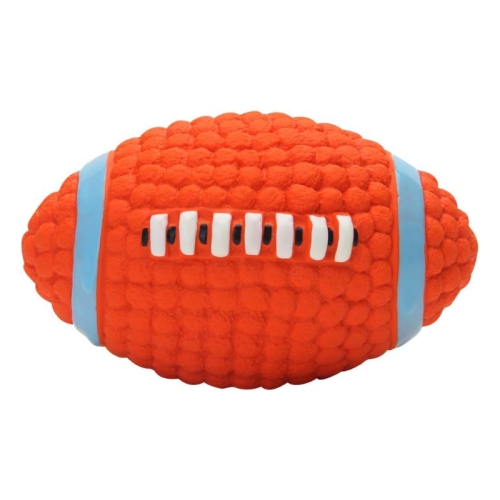 Squeaky Dog Chew Toy for Interactive Training, Fetch and Play, Orange Football -