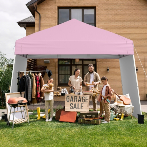 Gymax 14 X 9.2 FT Pop up Canopy Tent w/ 2 Convertible Sidewalls to Awning & Stakes