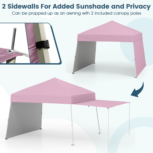 Gymax 14 X 9.2 FT Pop up Canopy Tent w/ 2 Convertible Sidewalls to Awning & Stakes
